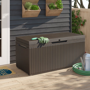 Keter Springwood 80 Gallons Gallon Water Resistant Lockable Deck Box with Wheels in Espresso Brown