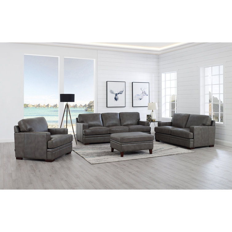 17 Stories Werner 4 Piece Genuine Leather Living Room Set Wayfair