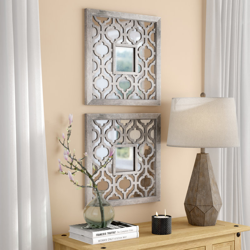 Mistana 2 Piece Uptal Silver Leaf Traditional Wall Mirror Set