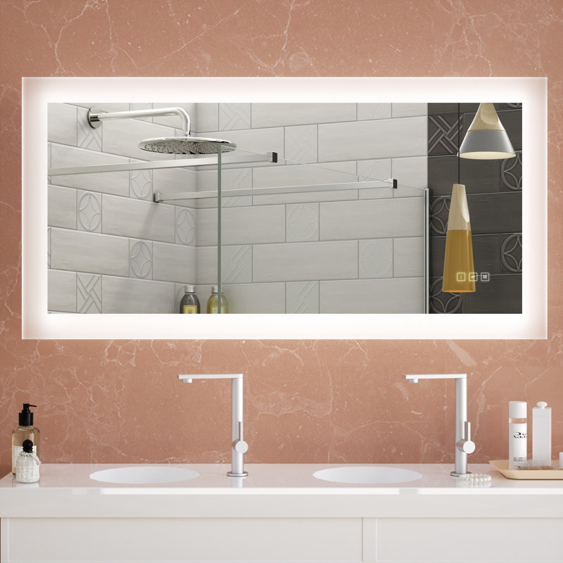 Orren Ellis Shellsburg Modern And Contemporary Frameless Lighted Bathroom Mirror Wayfair