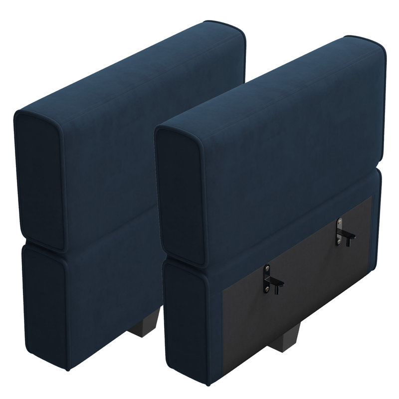 (incomplete, part of a set) Velvet & Terry Fabric Adjustable 2 Arms, Armrest Backrest for Modular Sofa Color: Blue