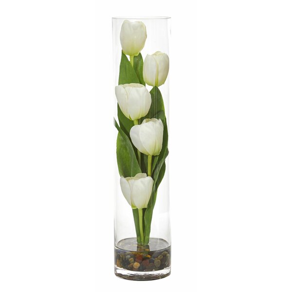 Orren Ellis Tulips Floral Arrangement In Cylinder Vase Wayfair