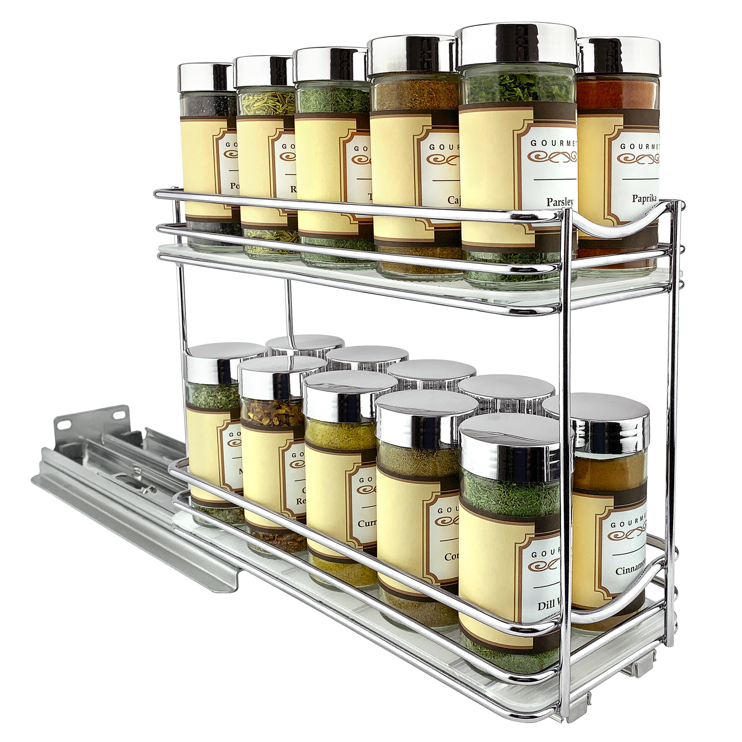 Lynk Professional Slide Out Double Upper Cabinet Organizer 20 Jar