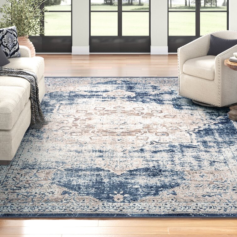 Cream Blue Beige Grey Rug Traditional Vintage Soft Carpet S-XXL Size Living Room 