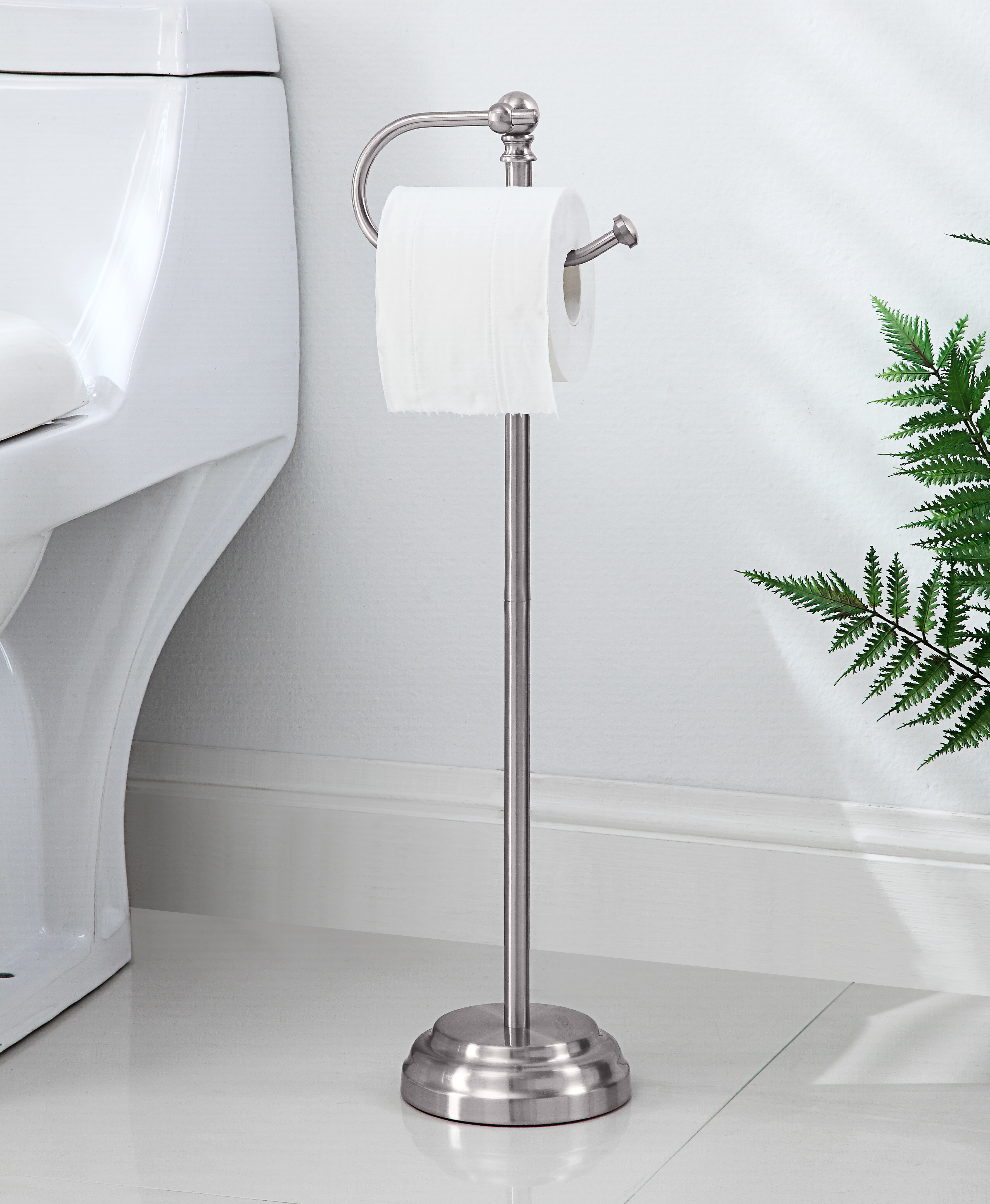 Nickel Basics Free Standing Toilet Paper Stand with Reserve