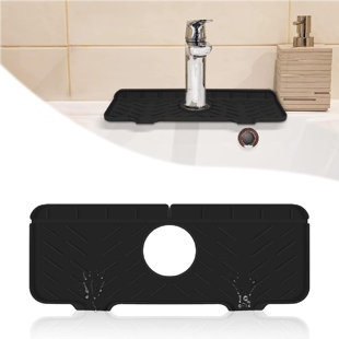 Grey Bathroom Faucet Water Catcher Mat Drip Protector Splash Dish Drying Countertop Sink Draining Pad Behind Faucet Silicone Kitchen Faucet Sink Splash Guard Drying Countertop Granite Bar RV 