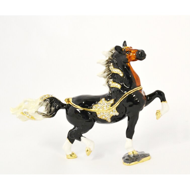 CIEL Decorative Jeweled Horse Trinket Box Hinged Opening Hand Painted Enamel
