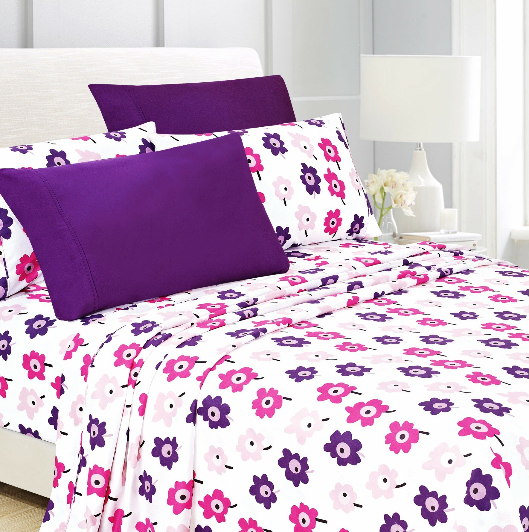 purple floral king bedding