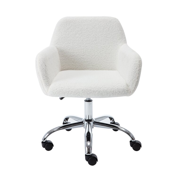 white sherpa desk chair