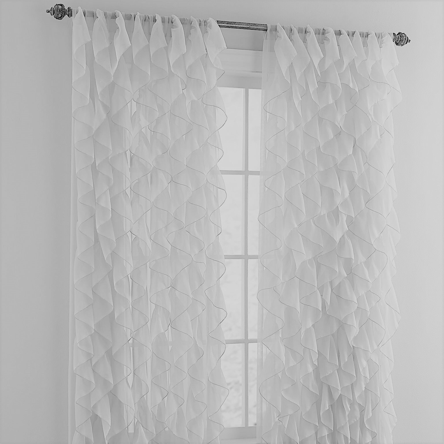 Rosdorf Park Farley Cascading Waterfall Ruffled Solid Semi Sheer Rod Rosdorf Park Farley Cascading Waterfall Ruffled Solid Semi Sheer Rod Pocket Single Curtain Panel Wayfair