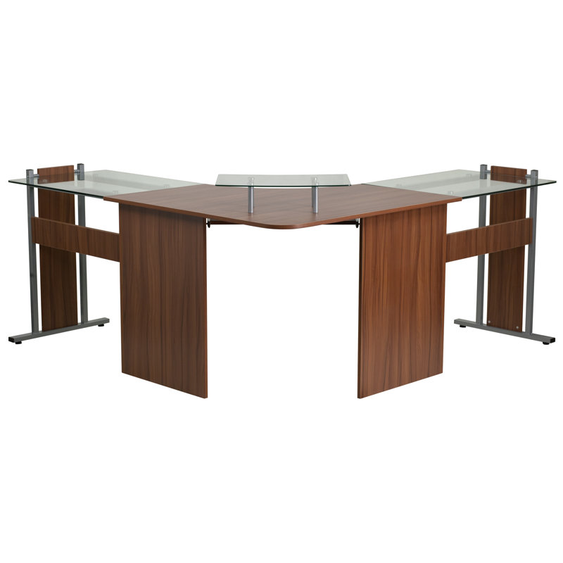 Latitude Run Cassiopeia Glass L Shape Desk Reviews Wayfair