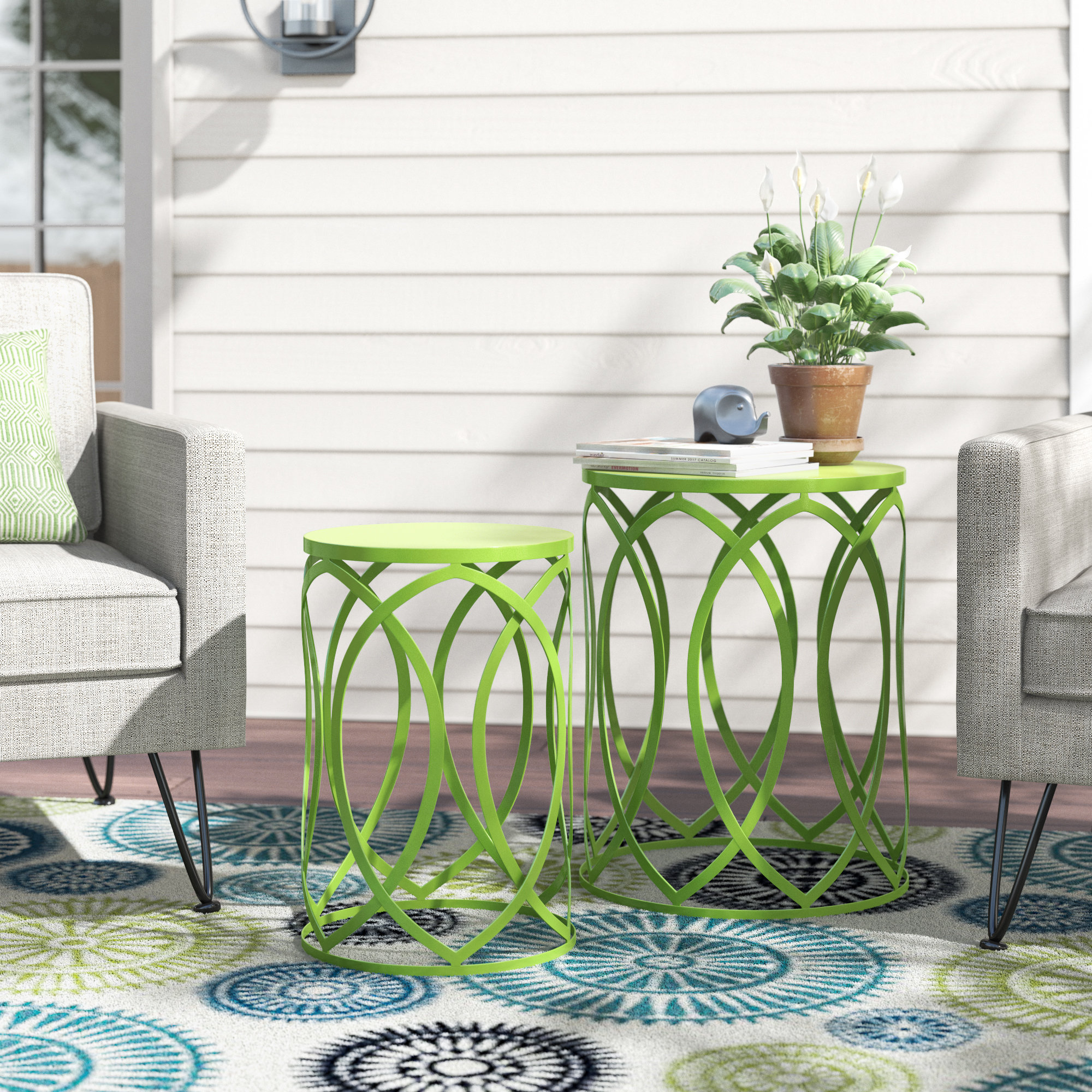 Wrought Studio Quist 2 Piece Garden Stool Set Reviews Wayfair