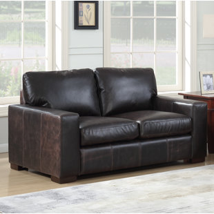 Chiasson Leather Loveseat by 17 Stories