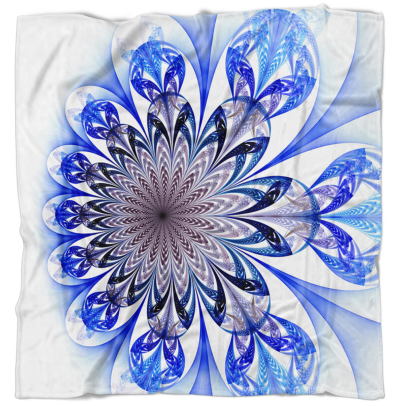 East Urban Home Floral Fractal Digital Art Blanket Wayfair