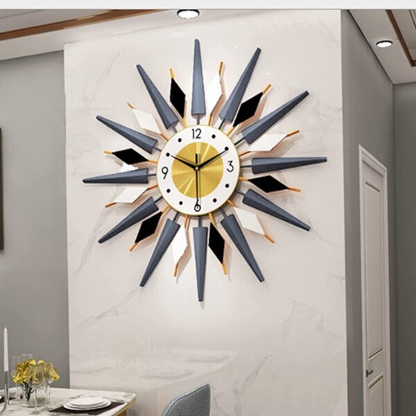 Beautiful Large Astoria Silver Floating Crystals Wall Clock 