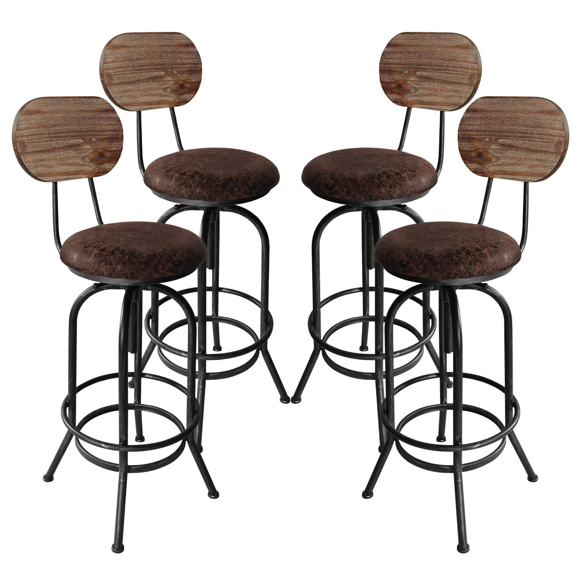 poitras adjustable height swivel bar stool  set of 4