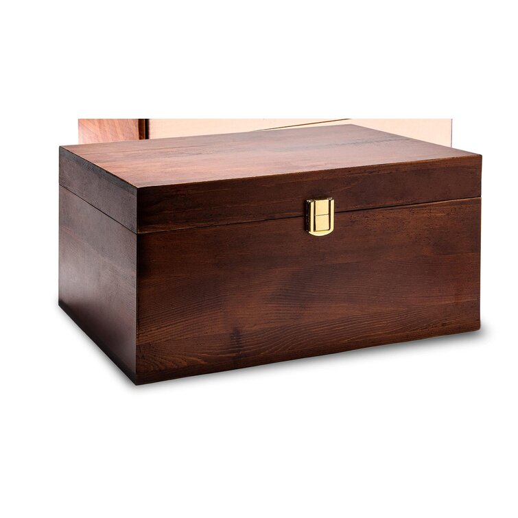 Plain Wood Storage Box Chest Craft Home Room Decor Lid Hinges Boxes Trunk 