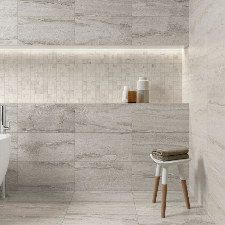 Rocky 12" x 24" Porcelain Marble Look Wall & Floor Tile
