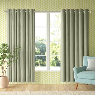 PLAIN WOVEN GREEN LINED RING TOP CURTAINS *8 SIZES* 