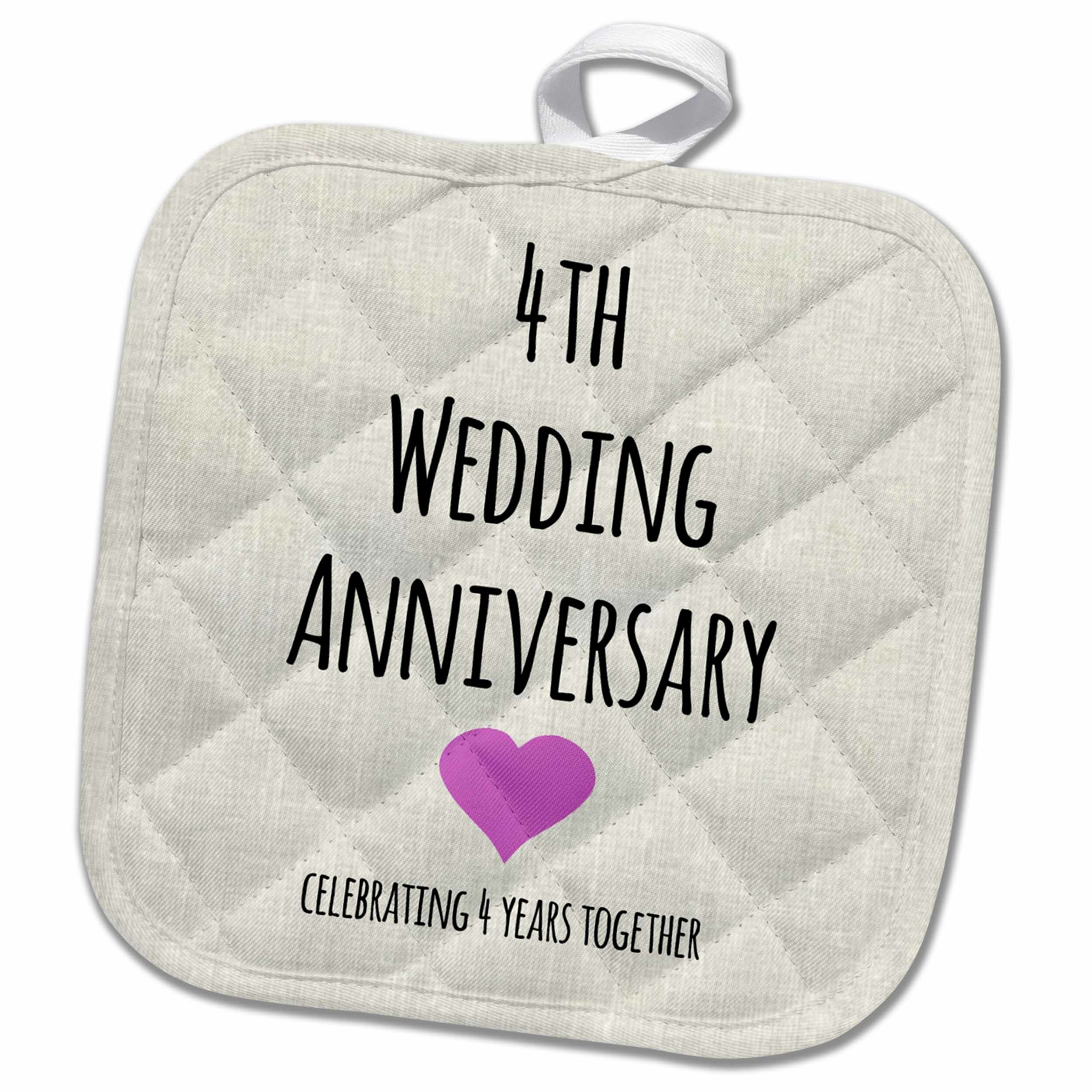 3drose 4th Wedding Anniversary Gift Linen Celebrating 4 Years