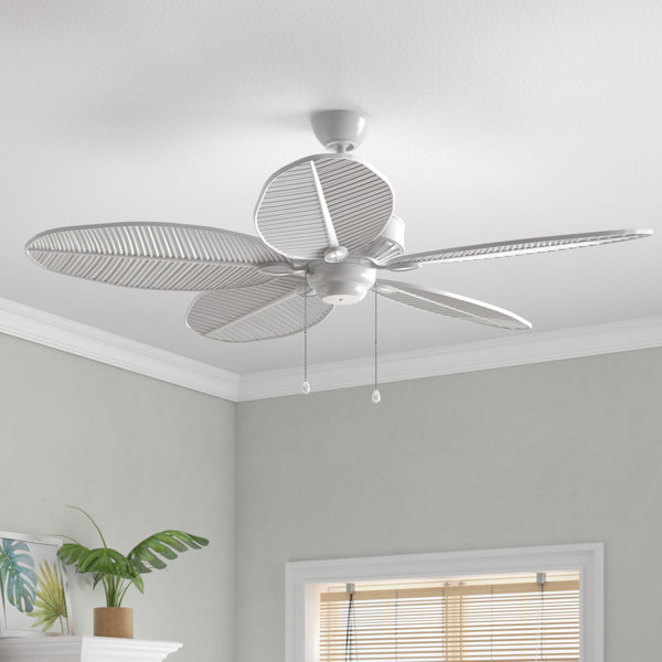 Palm Leaf Blades Bowl Light Kit Tropical Style Indoor Outdoor Ceiling Fan 44-In 