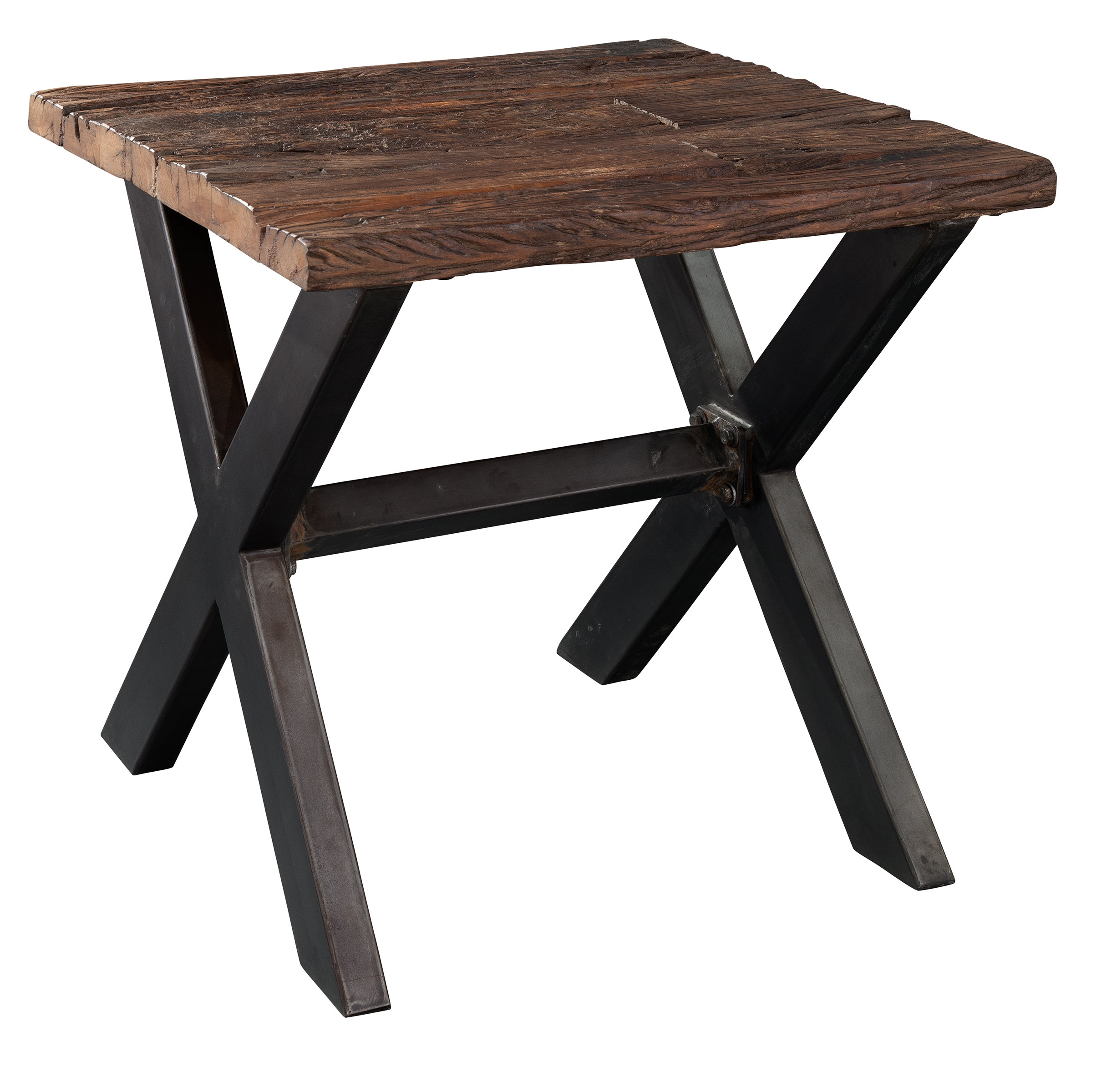 Loon Peak Bowens Railroad Tie And Steel End Table Wayfair