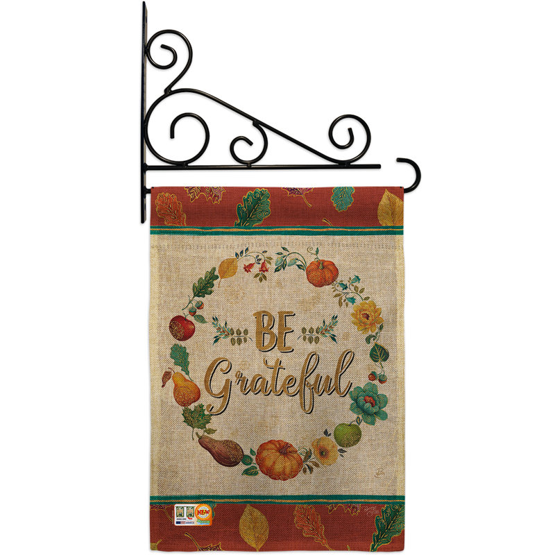 Breeze Decor Be Grateful Burlap Fall Thanksgiving Impressions Decorative 2 Sided Burlap 19 X 13 In Flag Set Wayfair