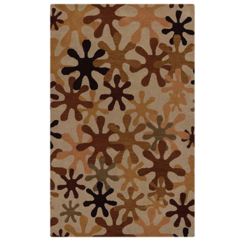 Ebern Designs Ringwood Handmade Tufted Wool Cream Orange Brown Area Rug Wayfair