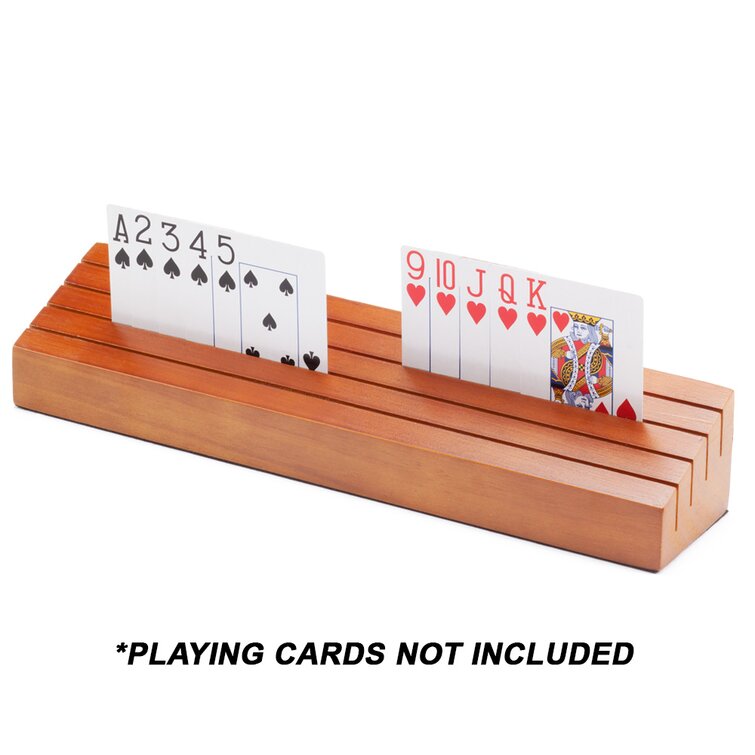 Rack Tebery Wooden Playing Card Holder Set of 2 Organizer Tray Racks Organizer for Kids Seniors Adults