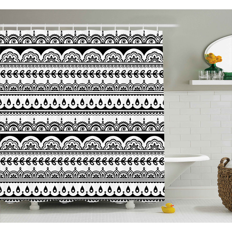 Ebern Designs Darla Tribal Ethnic Borders With Leaves Flowers Ivy Swirls Indian Inspired Art Image Single Shower Curtain Wayfair