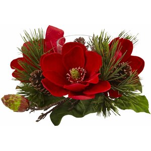 Red Magnolia and Pine Candelabrum