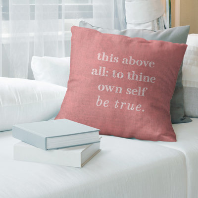 Handwritten Shakespeare Inspirational Quote Pillow Cover No Fill   Faux Suede East Urban Home Size 26 x 26 Color RedWhite