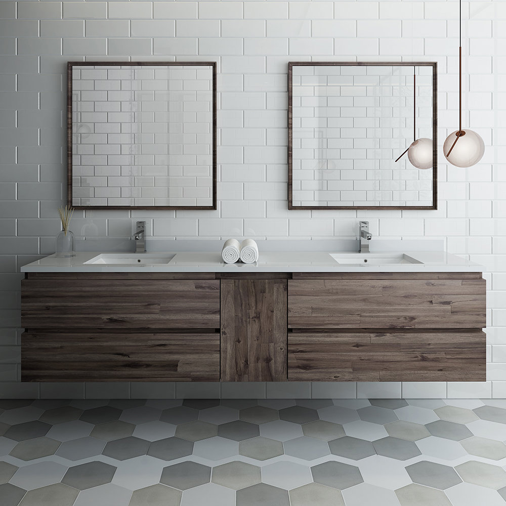 Fresca Formosa 84 Floor Standing Double Sink Modern Bathroom Vanity with Mirrors Renewed