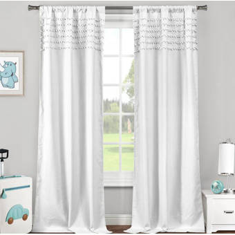 Mack Milo Seapine Pom Pom Trim Striped Light Filtering Thermal