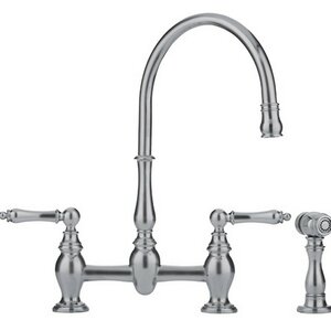 Farmhouse Double Handle Deck Mounted Standard Kitchen Faucet with Side Spray
