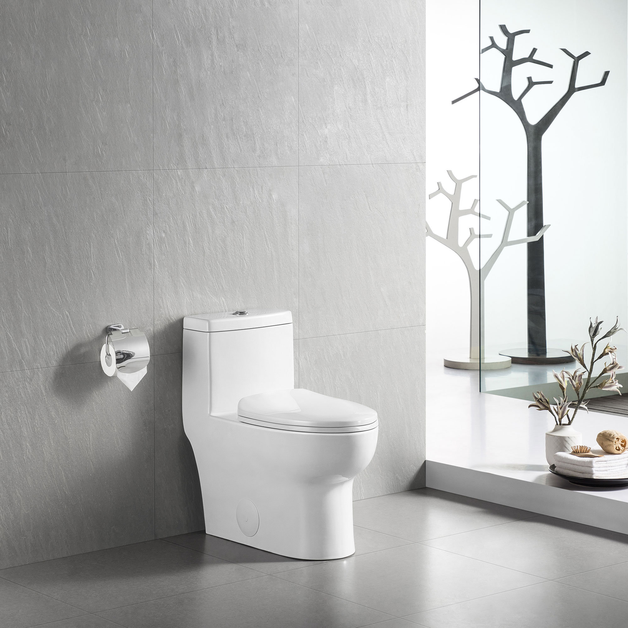 Deervalley Dual Flush Elongated One Piece Toilet Seat Included Reviews Wayfair