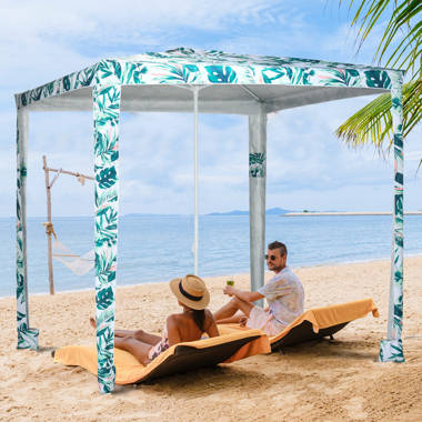 square beach umbrella with sand pockets