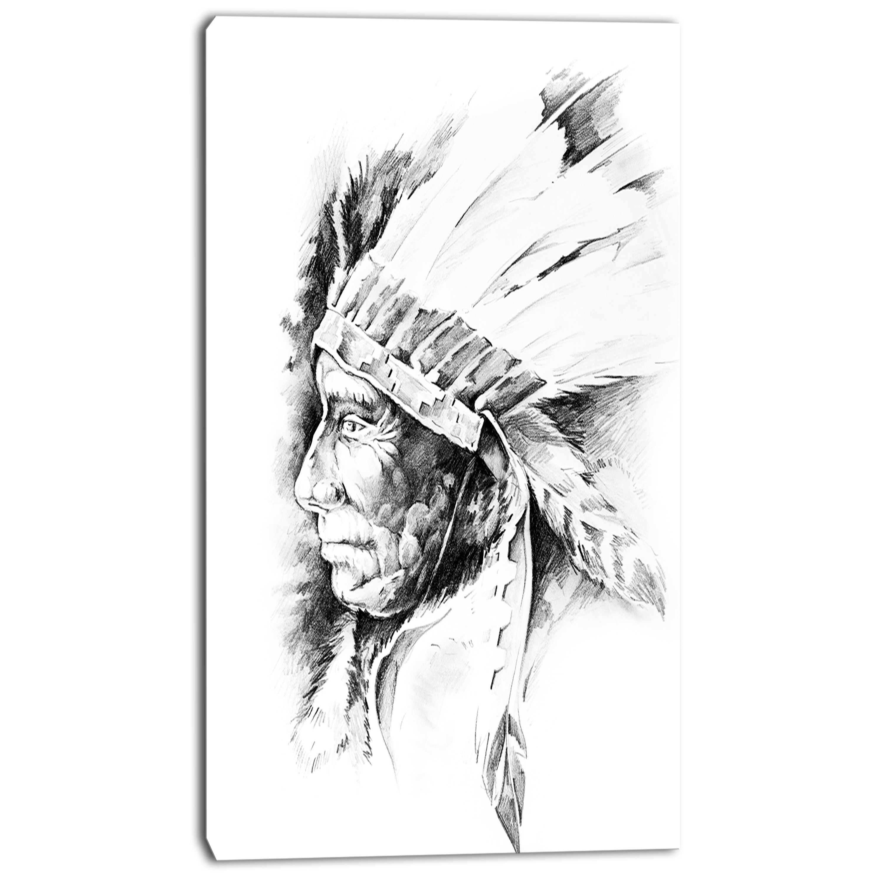 East Urban Home American Indian Head Tattoo Black And White - Wrapped  Canvas Graphic Art | Wayfair