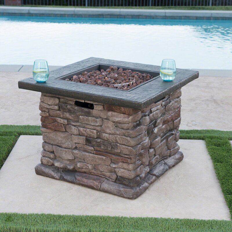 Foundry Select Lansdown Square Magnesium Oxide Propane Fire Pit ...