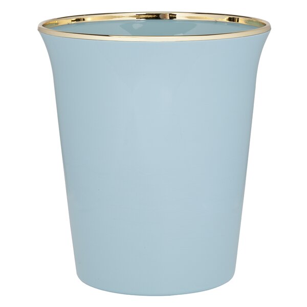 Small 9 Quart Metallic Blue Plastic Waste Basket Bathroom or Office Trash Can 