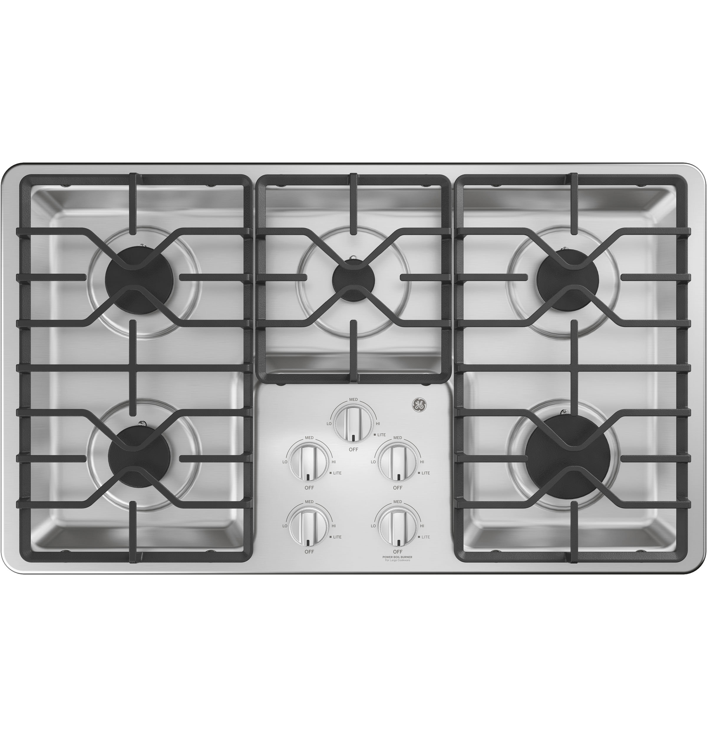 GE Appliances 36'' Gas 5 Burner Cooktop with Dual Size Power Burner