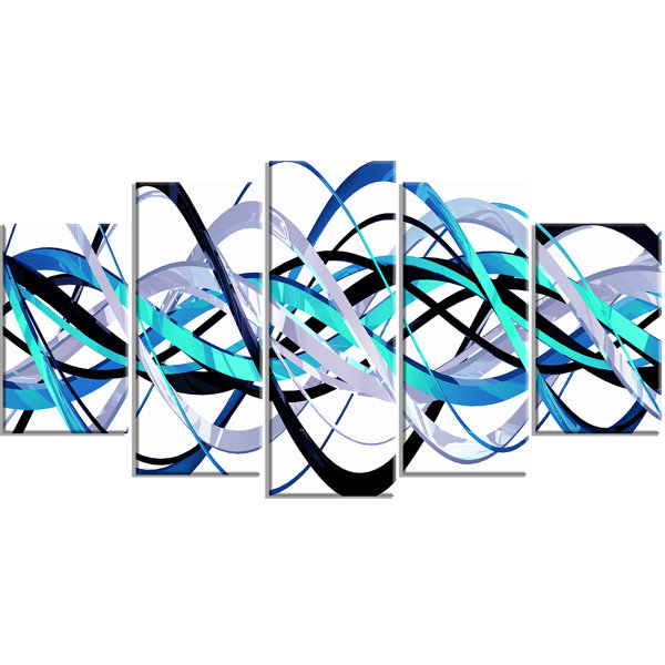 Orren Ellis Blue And Silver Waves 5 Piece Graphic Art On Wrapped Canvas Set Reviews Wayfair