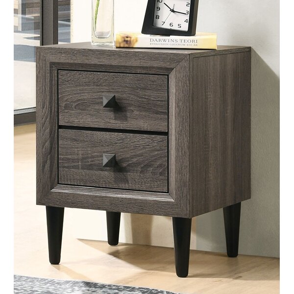 George Oliver Nightstand With 2 Storage Drawers Bedroom Accent Bedside Table Living Room Sofa Side End Table Gray Wayfair