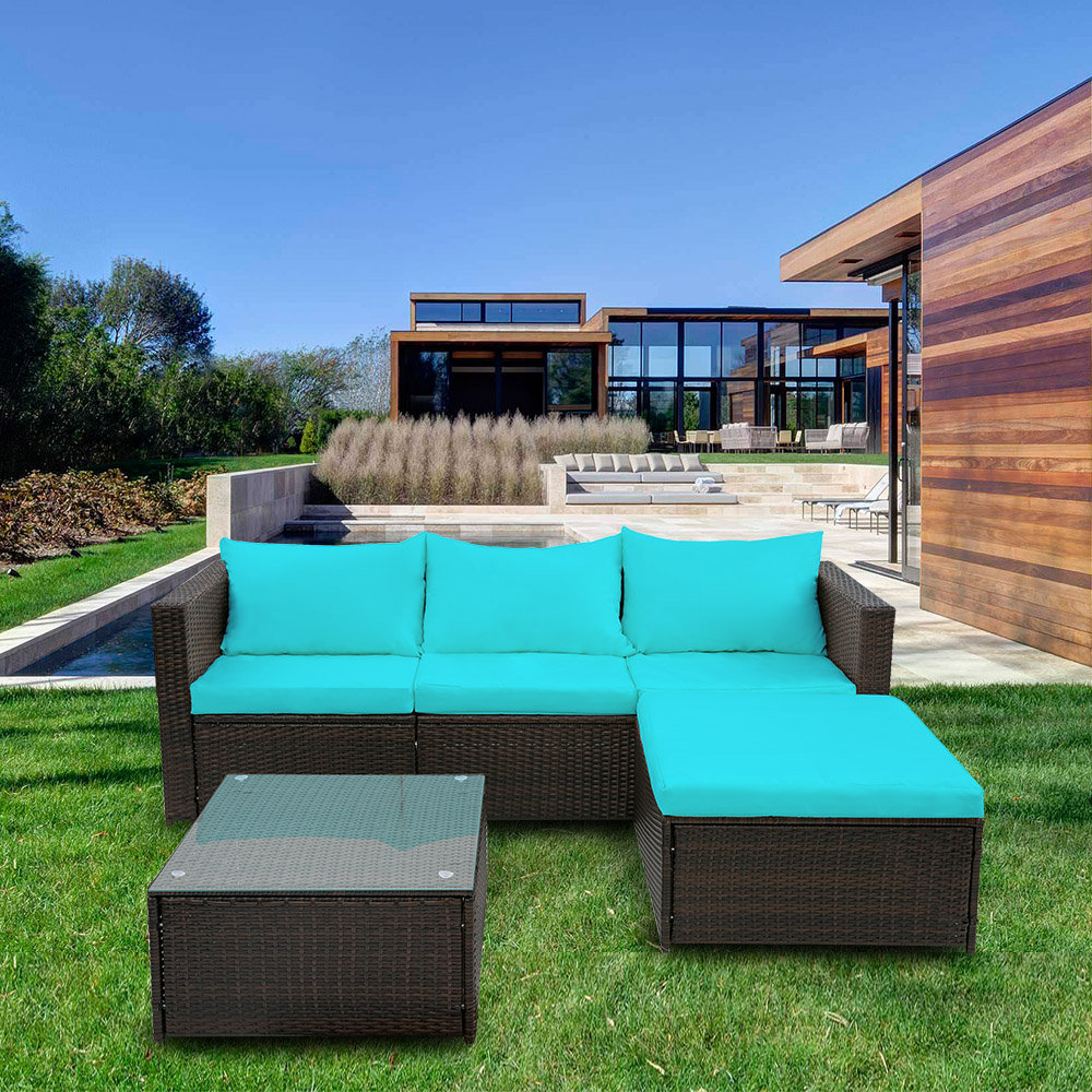 Courson 3 Piece Rattan Sofa Seating Group With Cushions