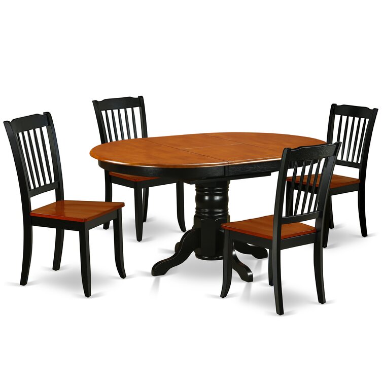 August Grove® Kyser Extendable Rubberwood Solid Wood Dining Set | Wayfair