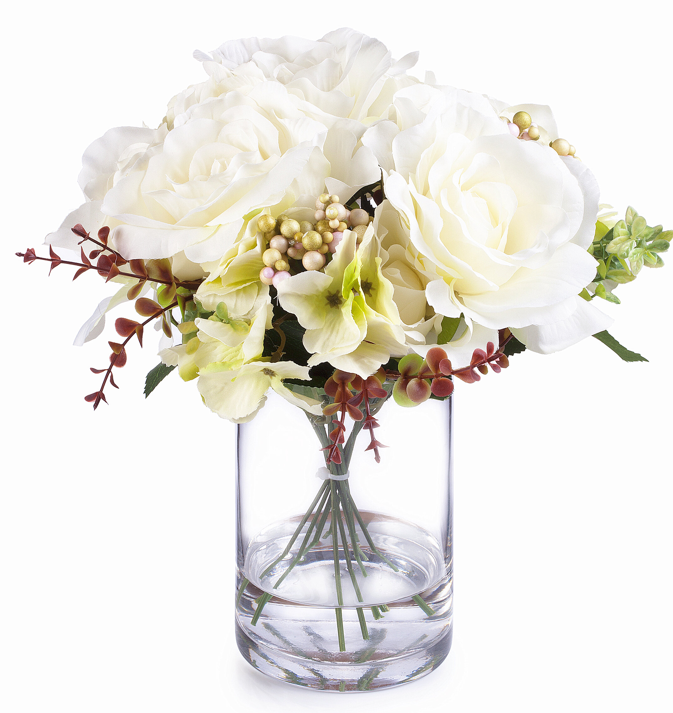 Charlton Home® Mixed Silk Flower Arrangement in Vase | Wayfair