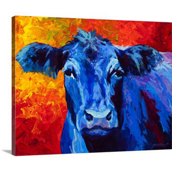 Canvas On Demand Blue Cow By Marion Rose Painting Print On