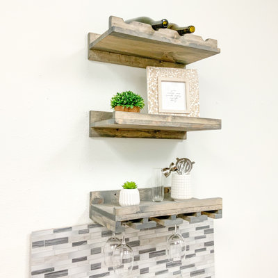 Candelario Solid Wood Wall Mounted Wine Glass Rack