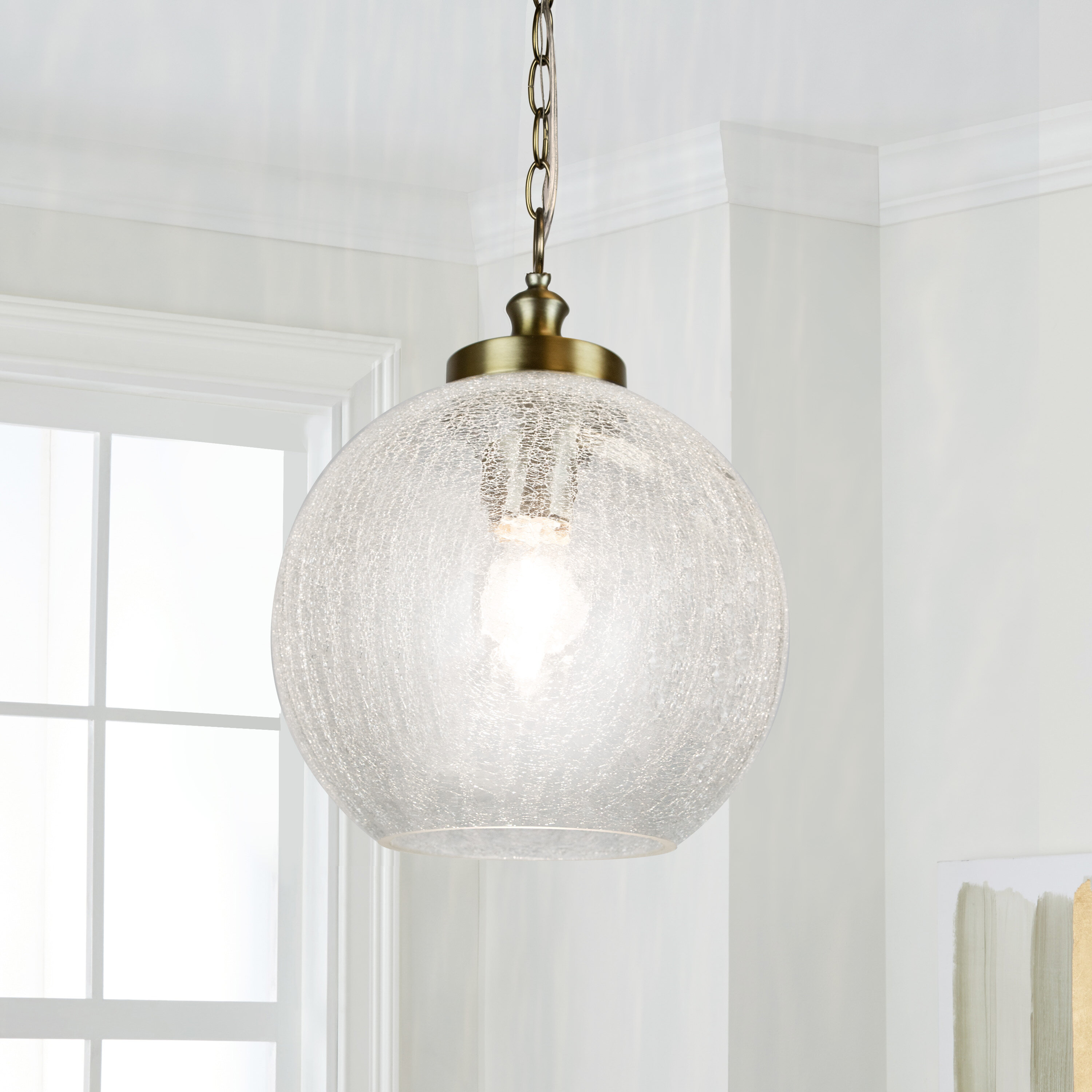 gold and white beaded chandelier