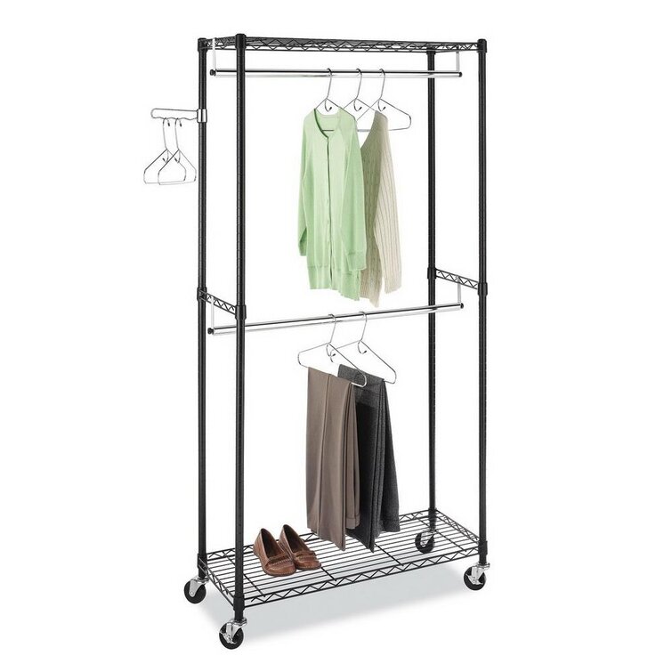 Portable Clothing Garment Rack Heavy Duty Rolling Clothes Rack Collapsible Cloth 
